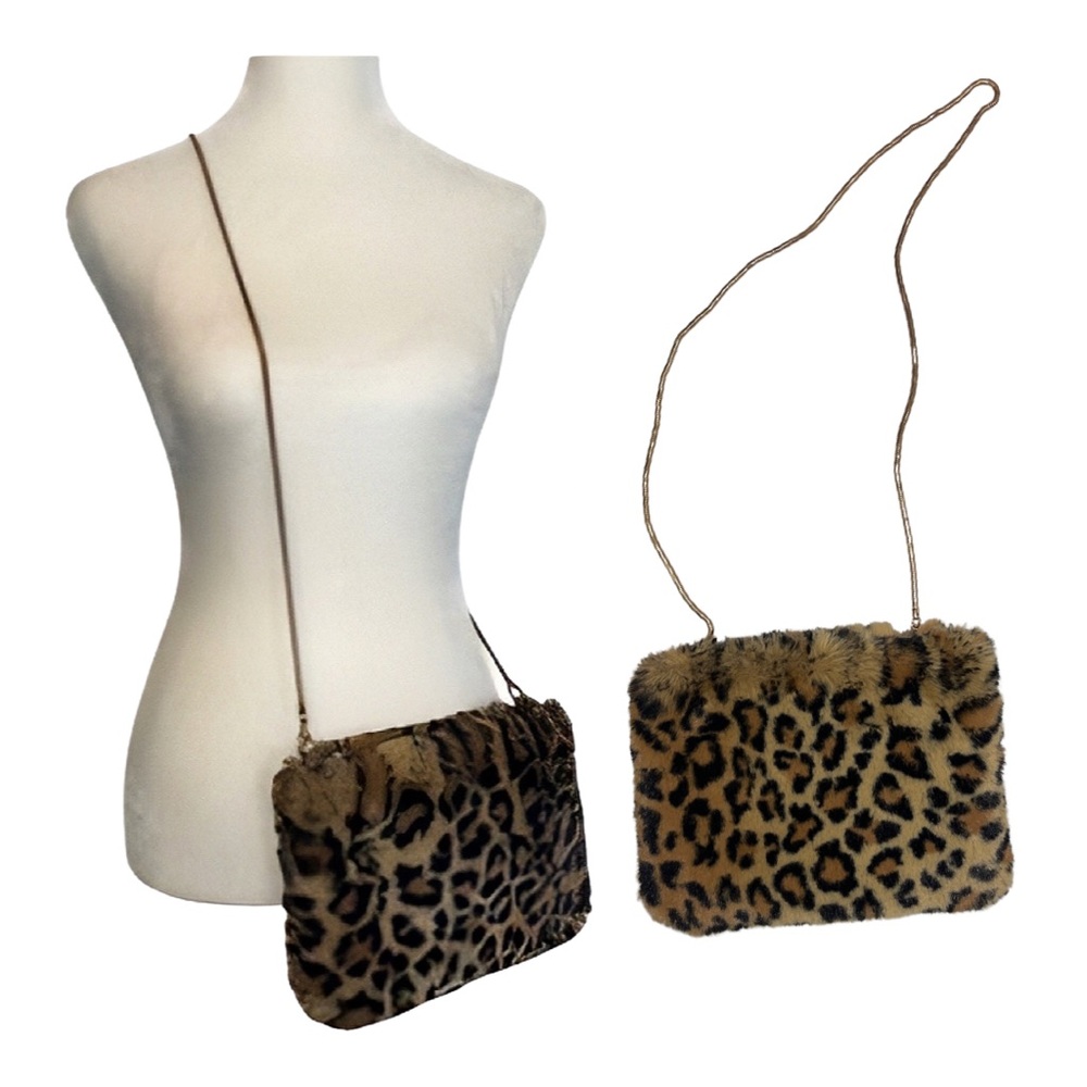 ZARA Leopard Faux Fur Clutch Shoulder Mini Bag Crossbody Purse Pochette Party